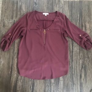 TEMPTED Pretty Purple/Mauve Blouse Gold detailing